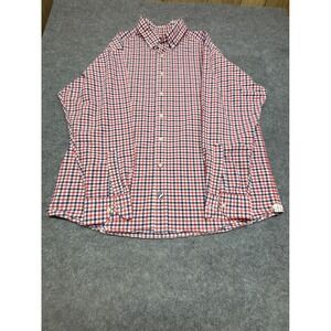 Cremieux Classics Mens XL Red White Blue Gingham Button Down Shirt Long Sleeve